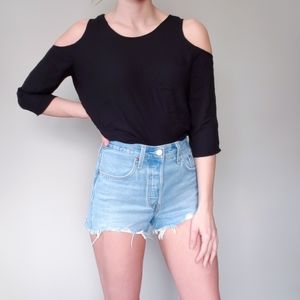 Petite Studio Black Blouse Cold Shoulder